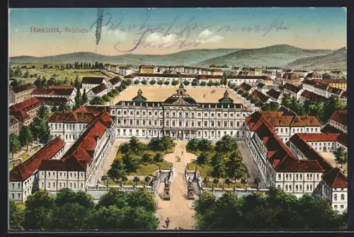 Künstler-AK Rastatt, Blick auf das Schloss