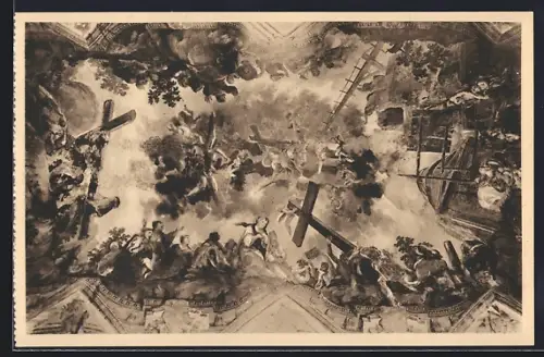 Künstler-AK Rastatt, Rastatter Schloss, Deckengemälde der Schlosskirche, Auffindung des Kreuzes von der Kaiserin Helena