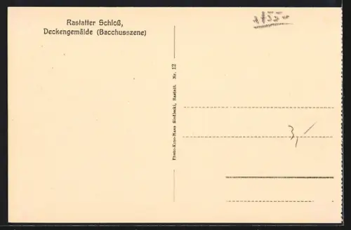 AK Rastatt, Rastatter Schloss, Deckengemälde, Bacchusszene