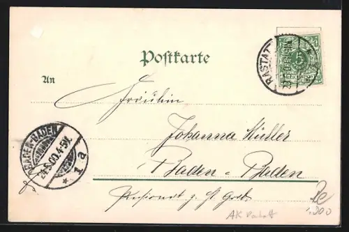 AK Rastatt, Schloss Rückseite mit Soldaten