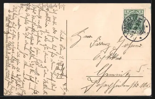 AK Rastatt, Schlossstrasse mit Passanten