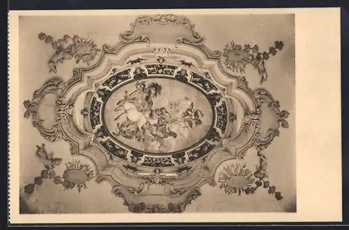 AK Rastatt, Schloss, Deckengemälde in einem Treppenhaus