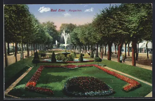 AK Bad Ems, Partie im Kurgarten