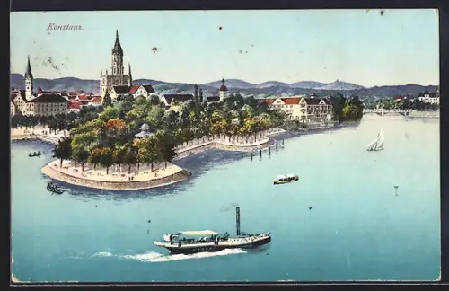 AK Konstanz, Partie bei Münster mit Rheinmündung