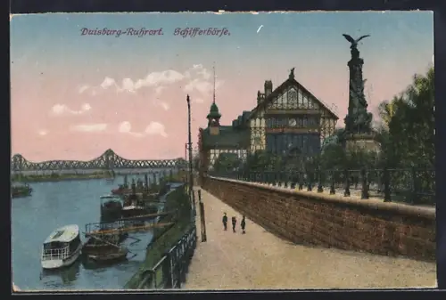 AK Duisburg-Ruhrort, Partie an der Schifferbörse