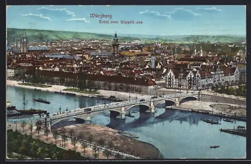 AK Würzburg, Totale vom Käppele aus gesehen