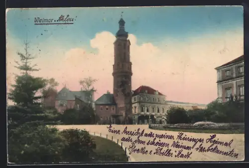 AK Weimar / Thür., Partie am Schloss