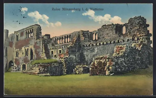 AK Münzenberg i. d. Wetterau, Partie bei der Ruine