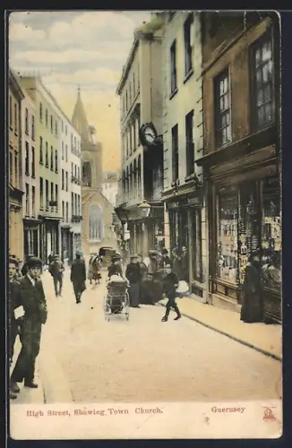 AK Guernsey, High Street, Showing Town Church