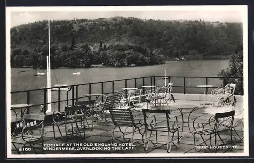 AK Windermere, Terrace at the Old England Hotel Overlooking the Lake