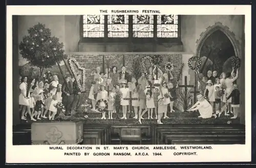 AK Ambleside /Westmodland, Mural Decoration in St. Mary`s Church