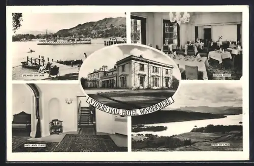AK Windermere, Storrs Hall Hotel, Steamer on Lake, Hall and Stairs
