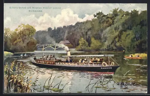 Künstler-AK Nuneham, Salter`s Oxford and Kingston Steamer passing Nunehan