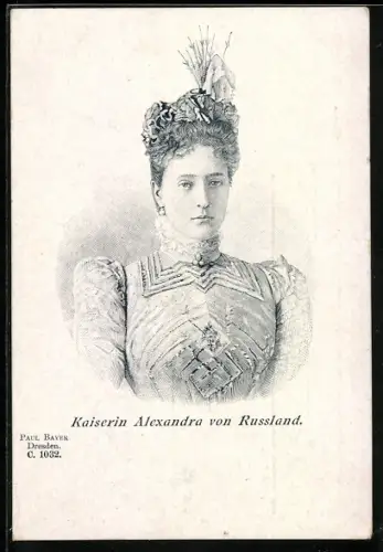 Lithographie Kaiserin Alexandra von Russland