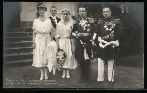 AK Prinz Franz Jos. von Hohenzollern-Sigmaringen mit Gemahling und beiderseitigen Geschwistern