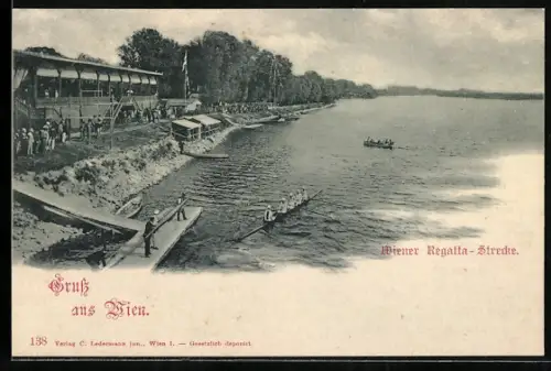 AK Wien, Wiener Regatta-Strecke mit Ruderboot