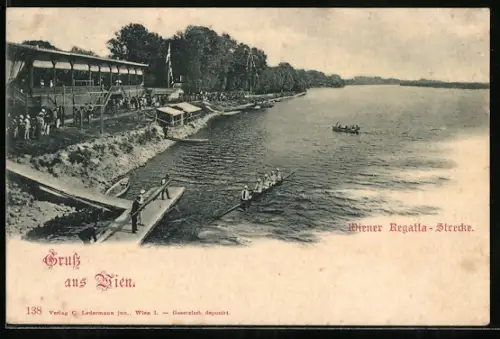 AK Wien, Wiener Regatta-Strecke mit Ruderboot