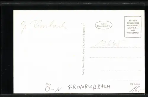 AK Grossrussbach, Ortspartie mit Kirche
