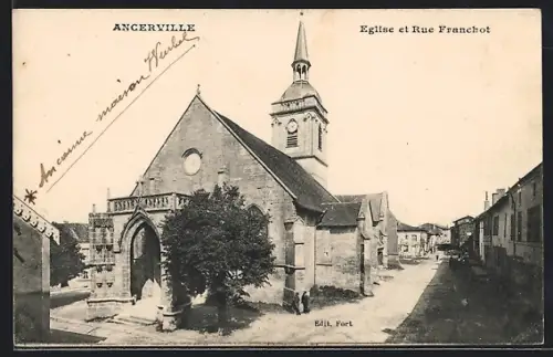 AK Ancerville, Église et Rue Franchot