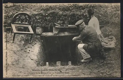 AK Villers-au-Vents, Souterrain où séjourna le Kronprinz pendant la bataille de la Marne