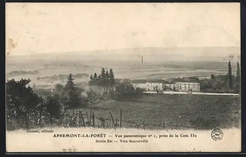 AK Apremont-la-Forêt, Vue panoramique n°1, prise de la Cote 332a vers Bonzomville