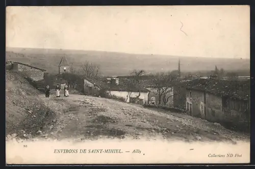 AK Ailly /Saint-Mihiel, Scène rurale avec habitants sur le chemin