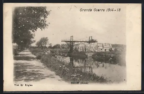 AK Maizet /Meuse, Vue d`un chantier le long du canal pendant la Grande Guerre 1914-18