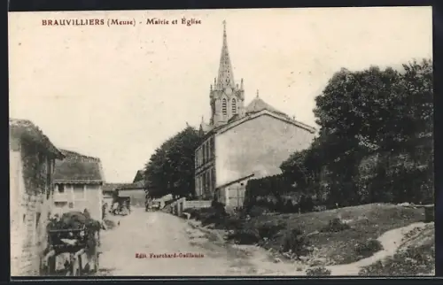 AK Brauvilliers /Meuse, Mairie et Église