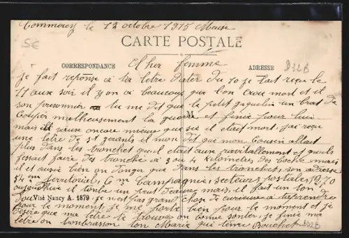 AK Broussey-en-Woevre /Meuse, Bombardé par les Allemands