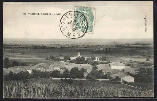 AK Billy-sous-les-Côtes /Meuse, Vue sur le village et les champs environnants