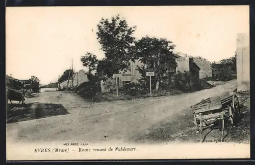 AK Evres /Meuse, Route venant de Nubécourt