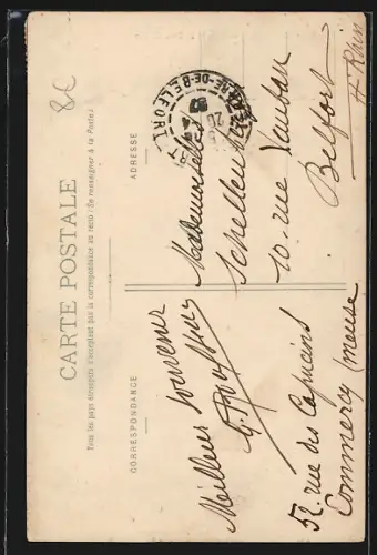 AK Commercy, Place Dom Calmet avec statue et passants