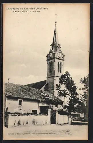AK Raulecourt, La Place avec église et bâtiments environnants
