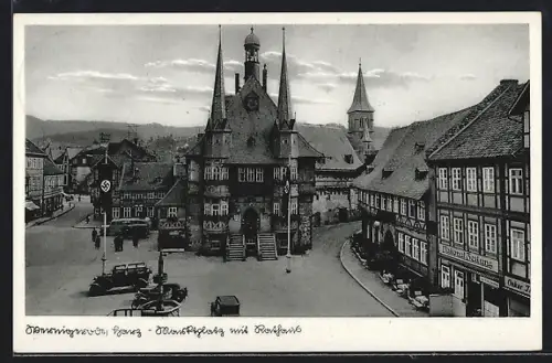 AK Wernigerode /Harz, Marktplatz mit Rathaus, 