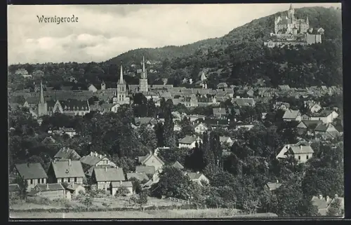 AK Wernigerode, Ortsansicht aus der Vogelschau