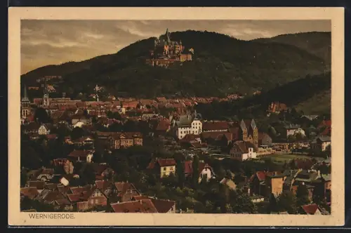 AK Wernigerode, Blick auf Stadt und Schloss