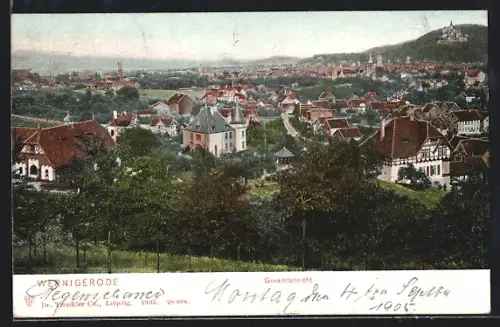 AK Wernigerode, Ortsansicht aus der Vogelschau