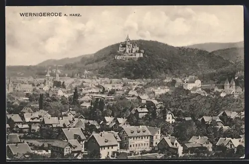 AK Wernigerode a. Harz, Blick auf Stadt und Schloss