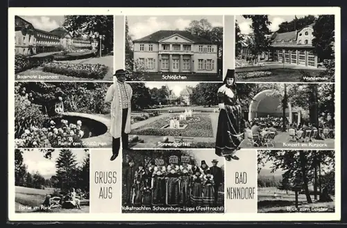 AK Bad Nenndorf, Badehotel Esplanade, Schlösschen, Konzert im Kurpark, Sonnengarten