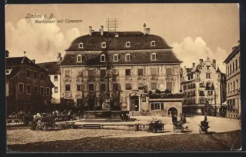 AK Lindau i. B., Marktplatz mit Cavazzen