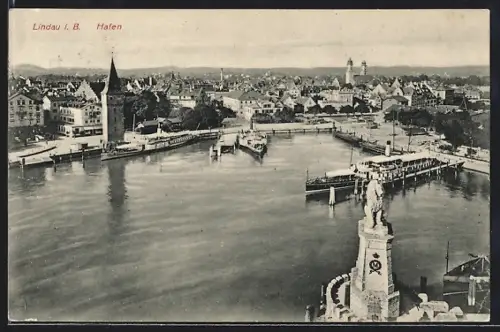 AK Lindau i. B., Hafen aus der Vogelschau