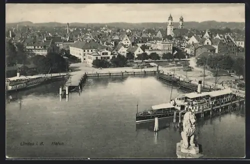 AK Lindau i. B., Hafen mit Dampfer
