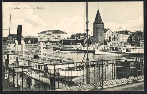 AK Lindau / Bodensee, Partie im Hafen