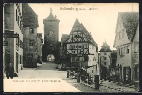 AK Rothenburg o. d. Tauber, Blick von der unteren Schmiedsgasse