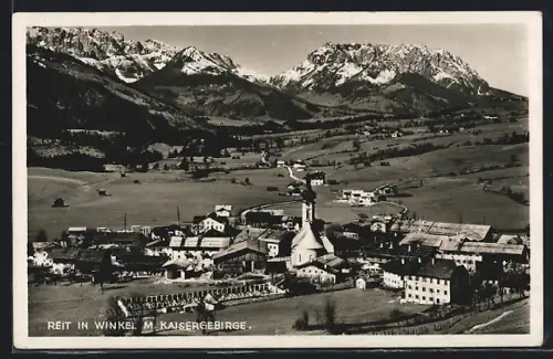 AK Reit in Winkel, Ortsansicht mit Kaisergebirge