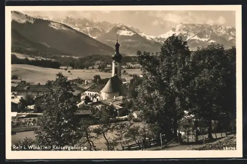 AK Reit i. Winkl, Kirche mit Kaisergebirge