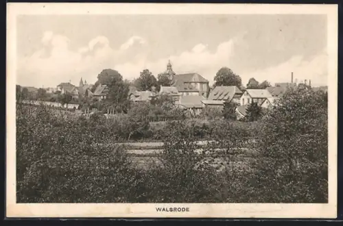AK Walsrode, Ortsansicht mit Kirche und Wohnhäusern