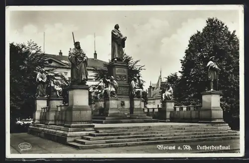 AK Worms a. Rh., Lutherdenkmal