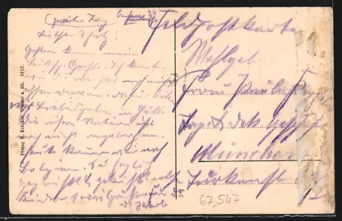 AK Worms, Ludwigsplatz, Obelisk, Kirche