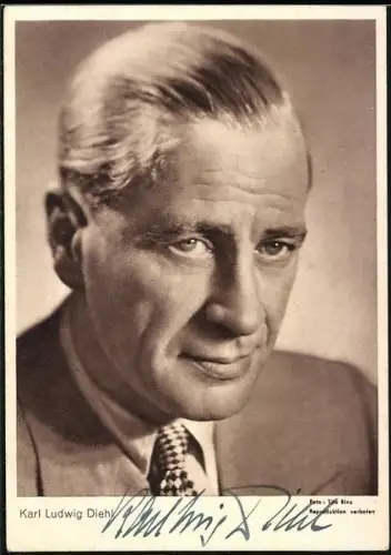 AK Porträt des Schauspielers Karl Ludwig Diehl, Autograph